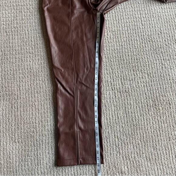 NWOT Wildfox Princess Seams Split Hem Faux Leather Pants in Brown Size L - Picture 6 of 11